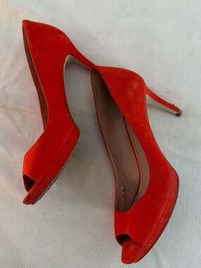 Enzo Angiolini Eagelabelle Red Peep Toe Platform Pumps Size 8M